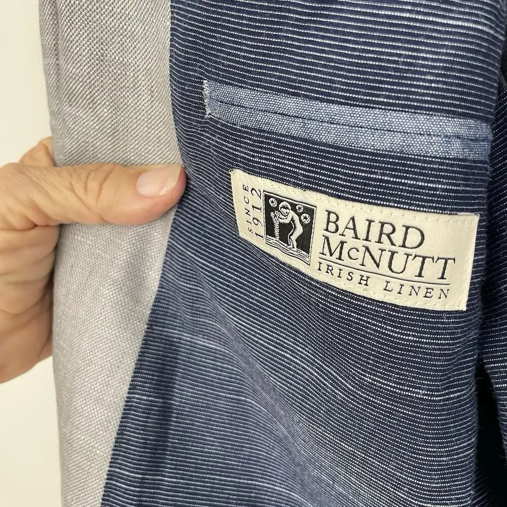 Baird Mcnutt 100% Irish Linen Sport Coat Blazer Mens 40R Gray Lucky Brand Jacket
